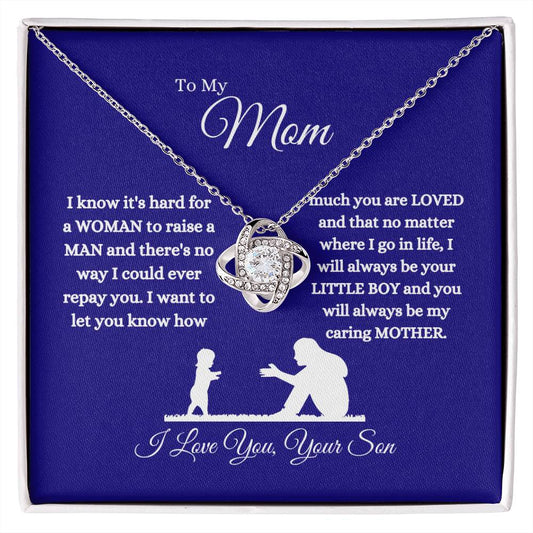 To My Mom | Blue Love Knot Necklace