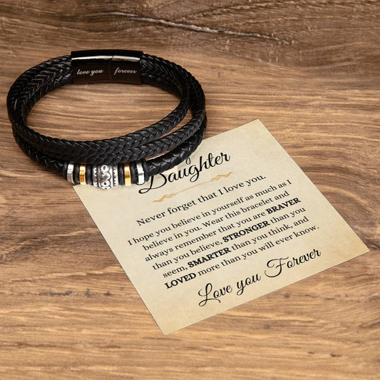 To My Daughter | Braver, Stronger, Smarter, Loved | Love You Forever Bracelet